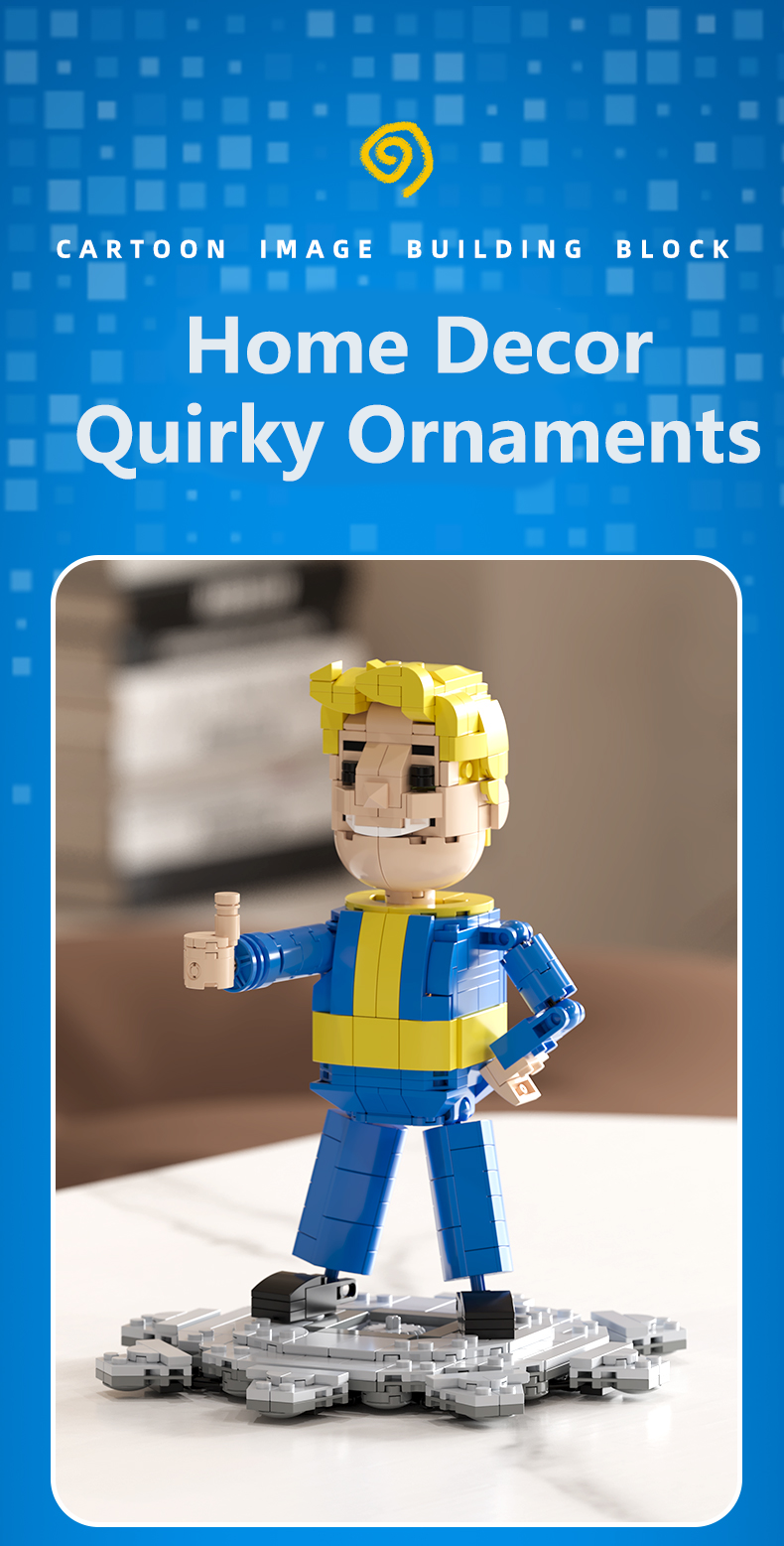 product cayi vault boy fallout boy building block set moc square head figure assembled building block set diy nano brick educational toy-60