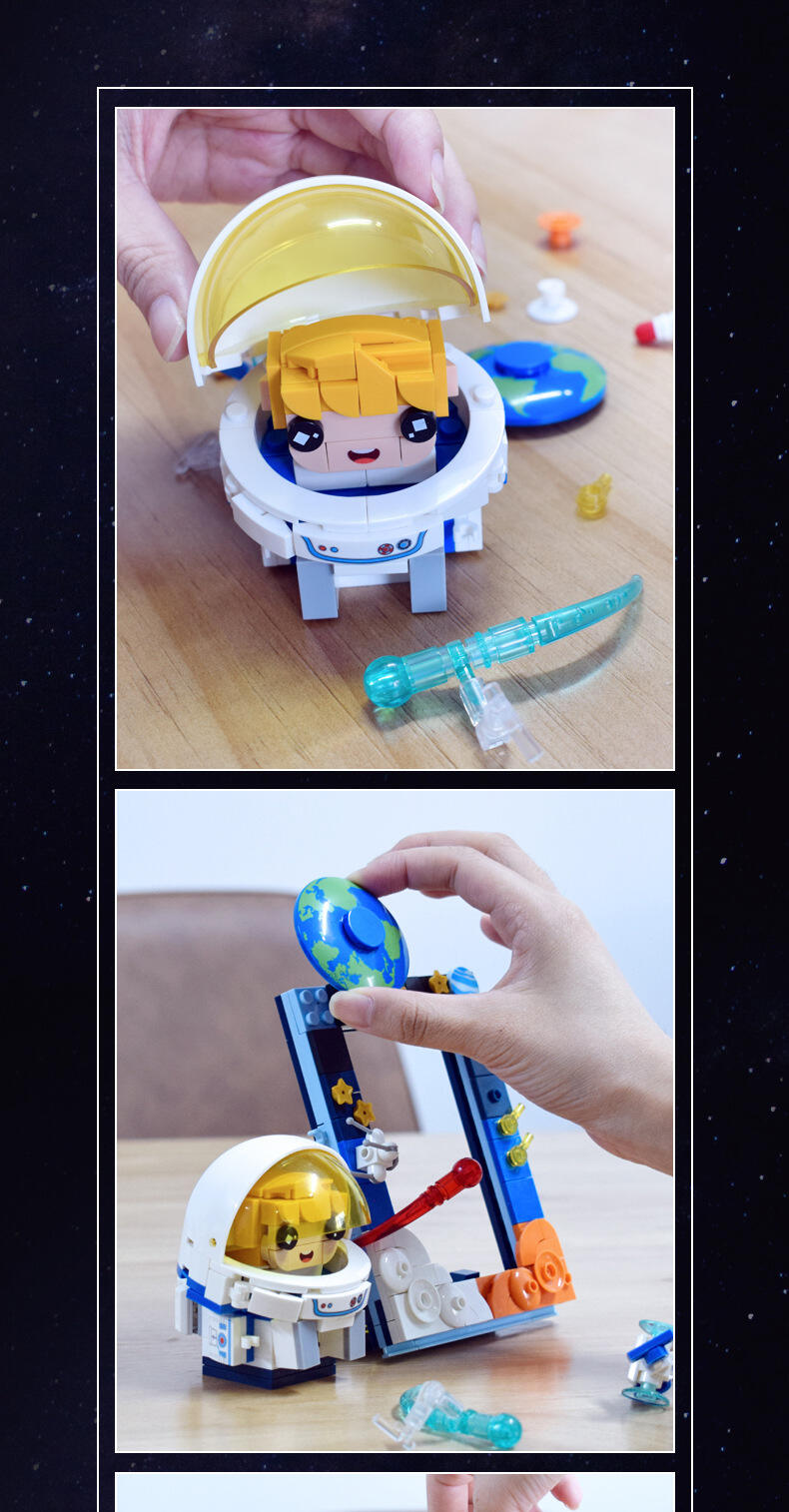 product cayi astronaut photo frame building blocks creative spaceman theme mobile phone bracket assembly bricks kids christmas gift toy-57