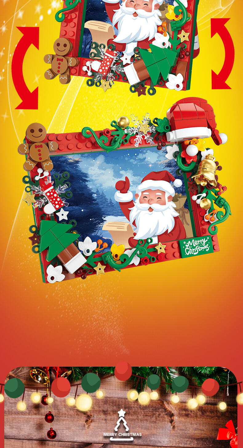 product cayi christmas photo frames building block set santa claus plastic block picture photo albums 3d models assembly toys decoration-60