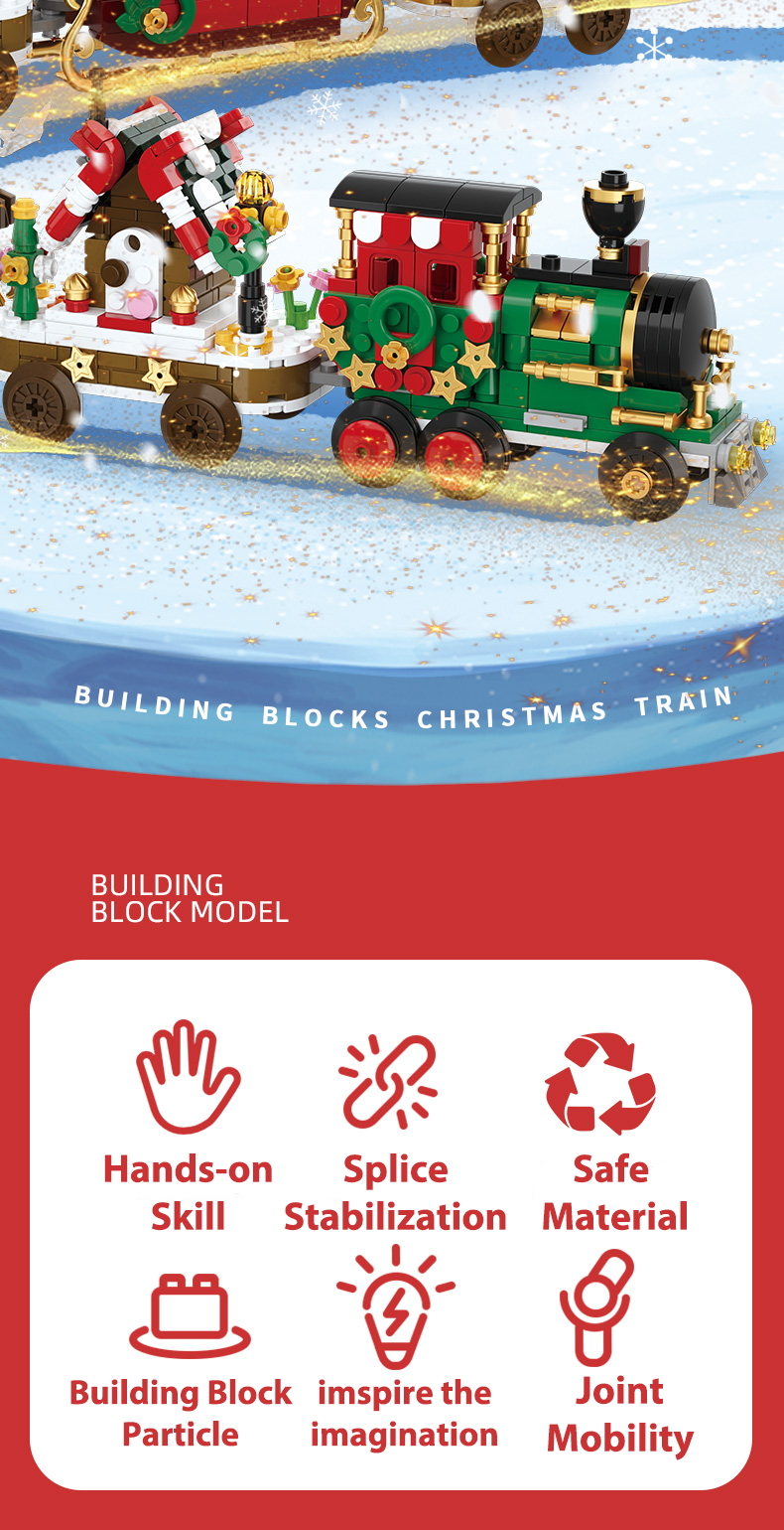 product 6 in 1 christmas building block set train tree sleigh santa claus model brick christmas block christmas toy for children cayi-56