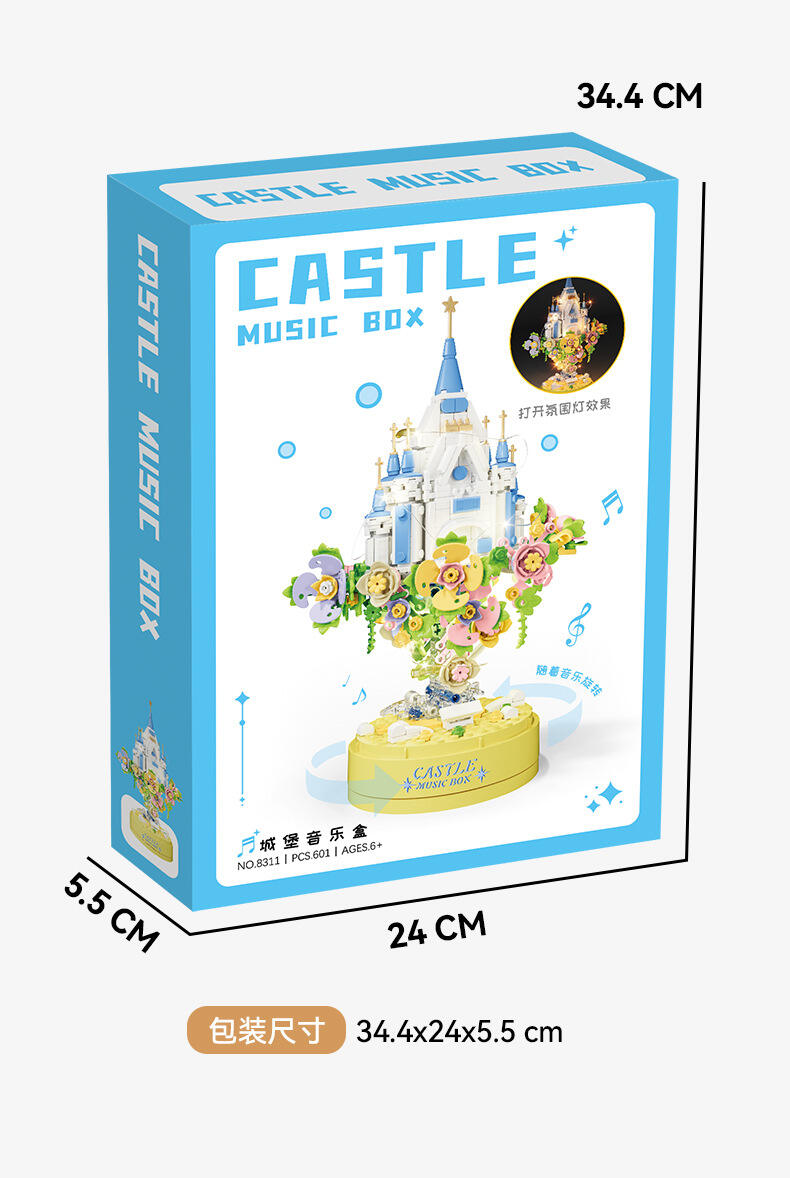 product cayi custom kid christmas gift diy bricks toys castle music box building block sets garden brick educational toys for kids-64