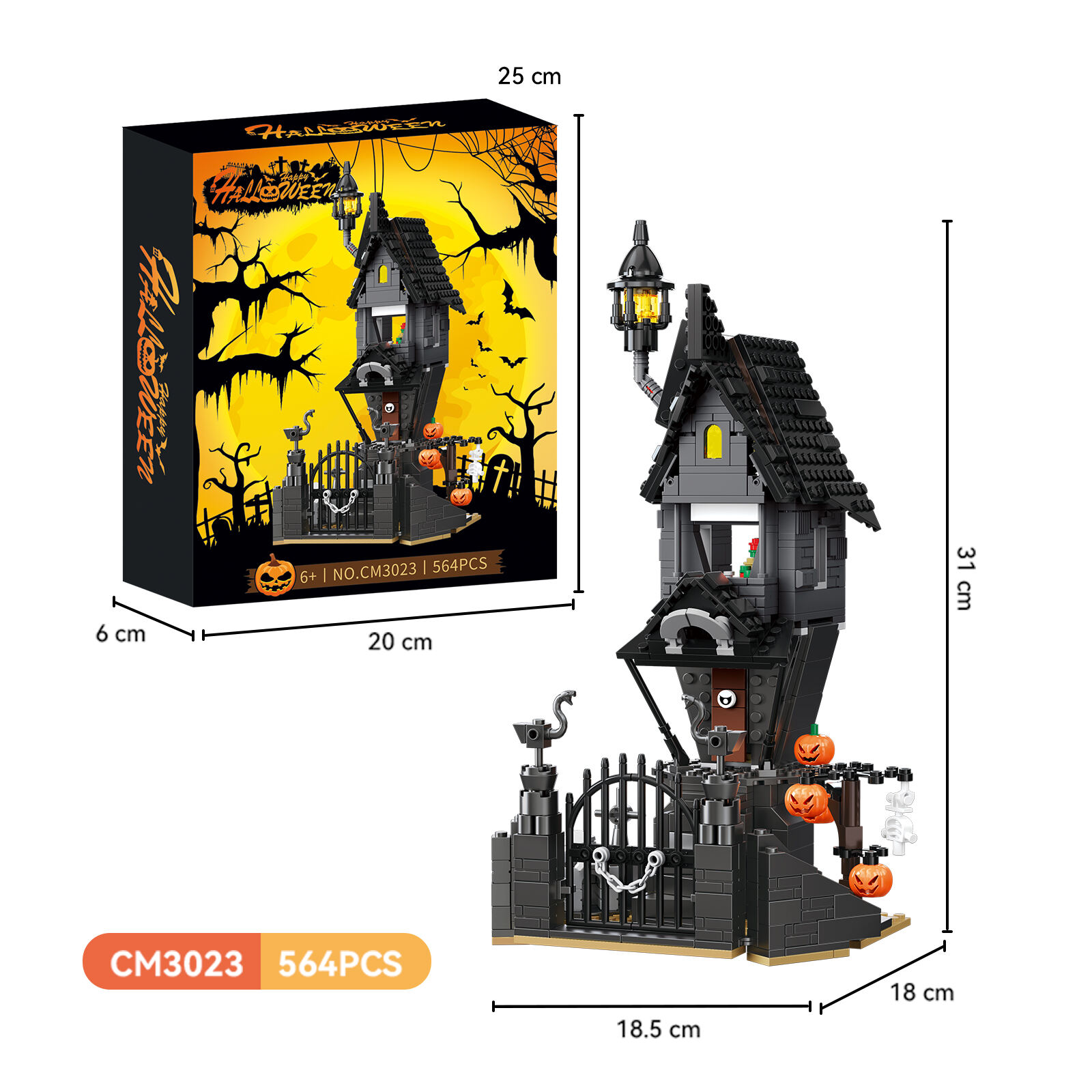 product cayi halloween haunted house building block set bricks nightmare before christmas jacks house terror assembles kid toy 564pcs-61