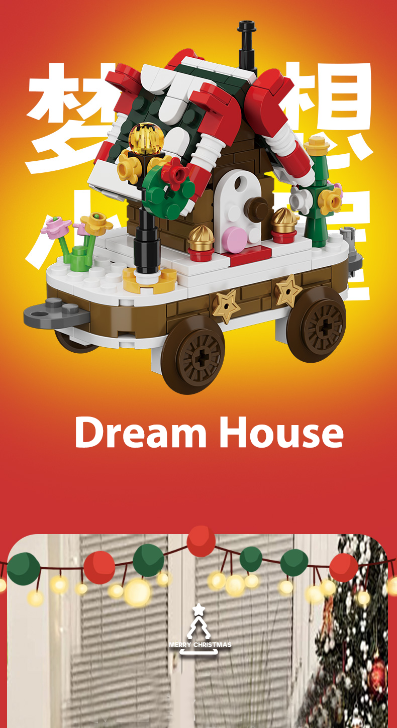 product 6 in 1 christmas building block set train tree sleigh santa claus model brick christmas block christmas toy for children cayi-65