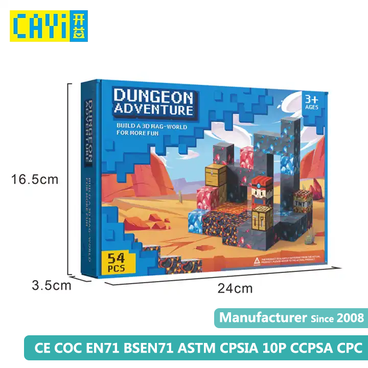 product cayi my world block dungeon adventure creative diy 25cm cubes moc 3d building block set juguetes educational toys for kids-62