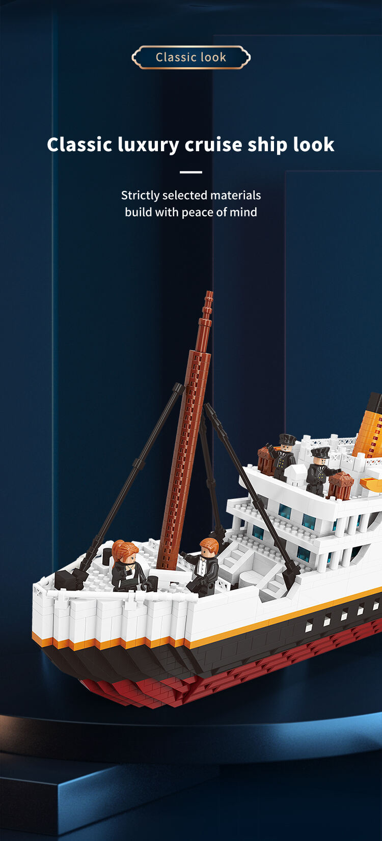 product cayi micro titanic luxury cruise classic ship boat assemble building blocks set small particles brick block moc educational toy-59