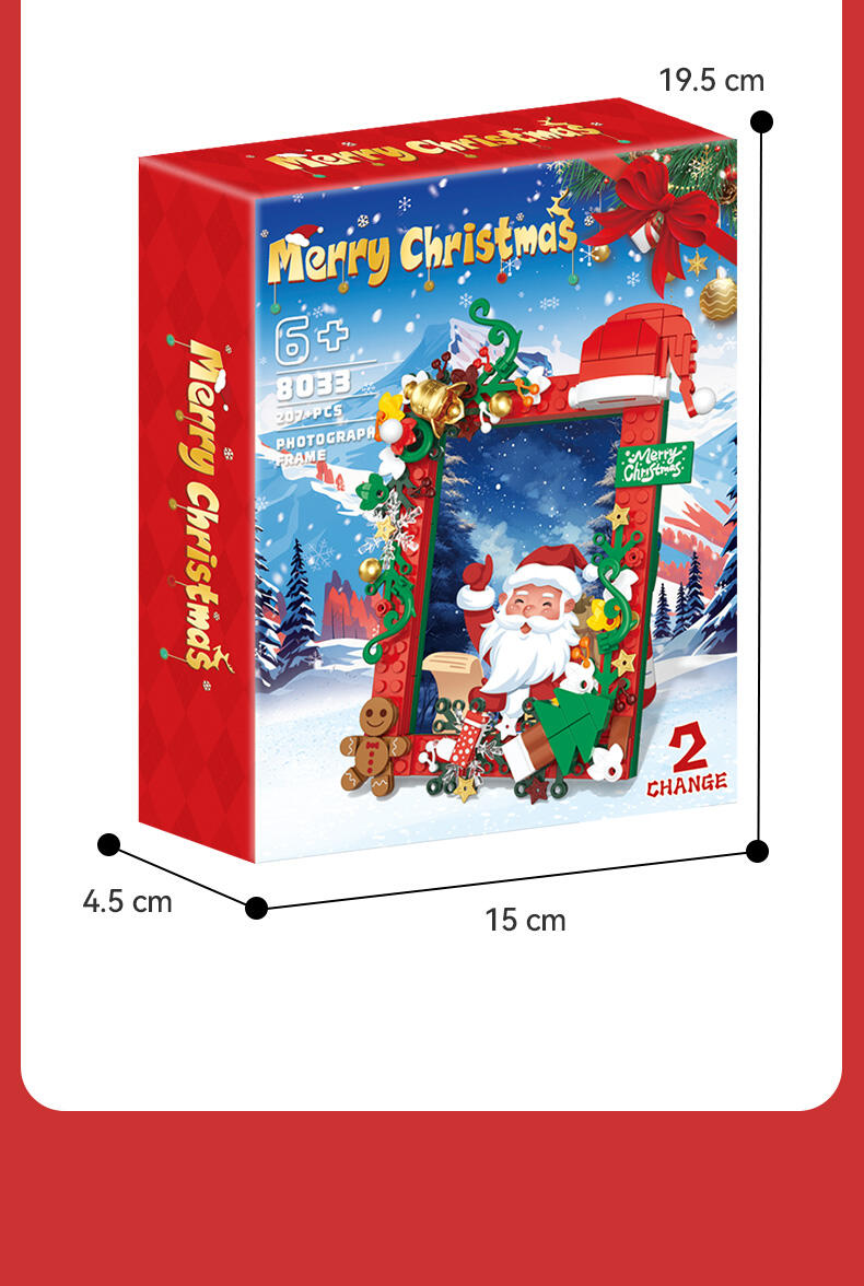 product cayi christmas photo frames building block set santa claus plastic block picture photo albums 3d models assembly toys decoration-63