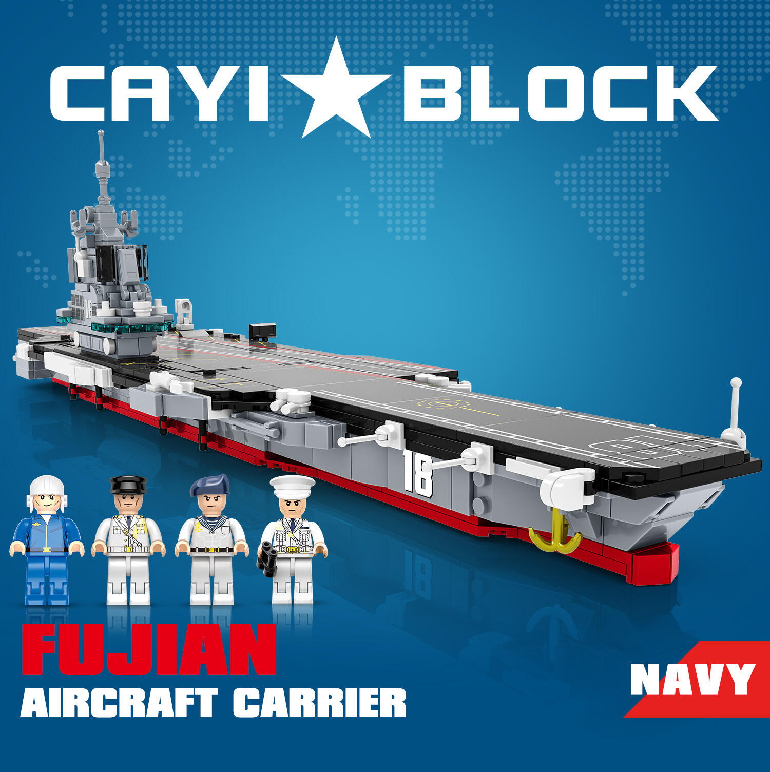 product cayi 003 fujian aircraft carrier moc modern military submarine aircraft carrier diy assembly bricks building blocks sets toys-58