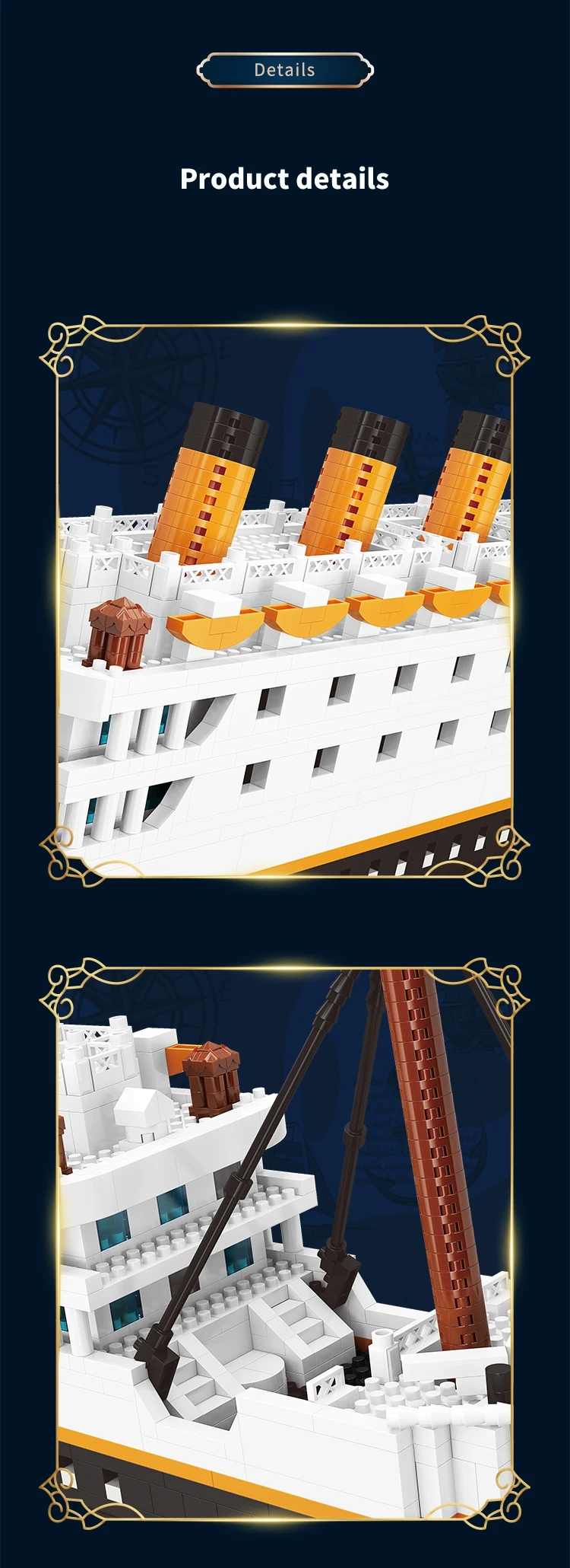 product cayi micro titanic luxury cruise classic ship boat assemble building blocks set small particles brick block moc educational toy-61