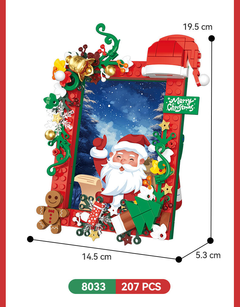 product cayi christmas photo frames building block set santa claus plastic block picture photo albums 3d models assembly toys decoration-62