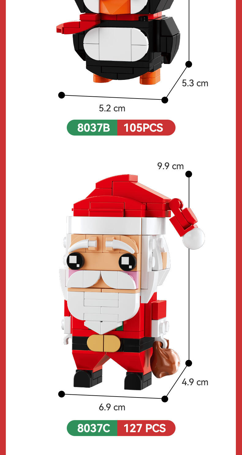 product 8037 christmas brick head figure square head figure santa claus elf moc building block set diy educational toys for kids cayi-64