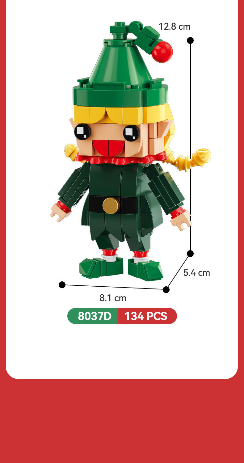 product 8037 christmas brick head figure square head figure santa claus elf moc building block set diy educational toys for kids cayi-65