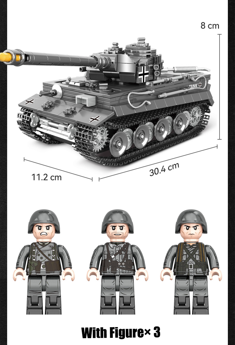 product cayi new tiger tank ww2 military model war world 2 moc bricks oem military tank educational building block set toys for children-64