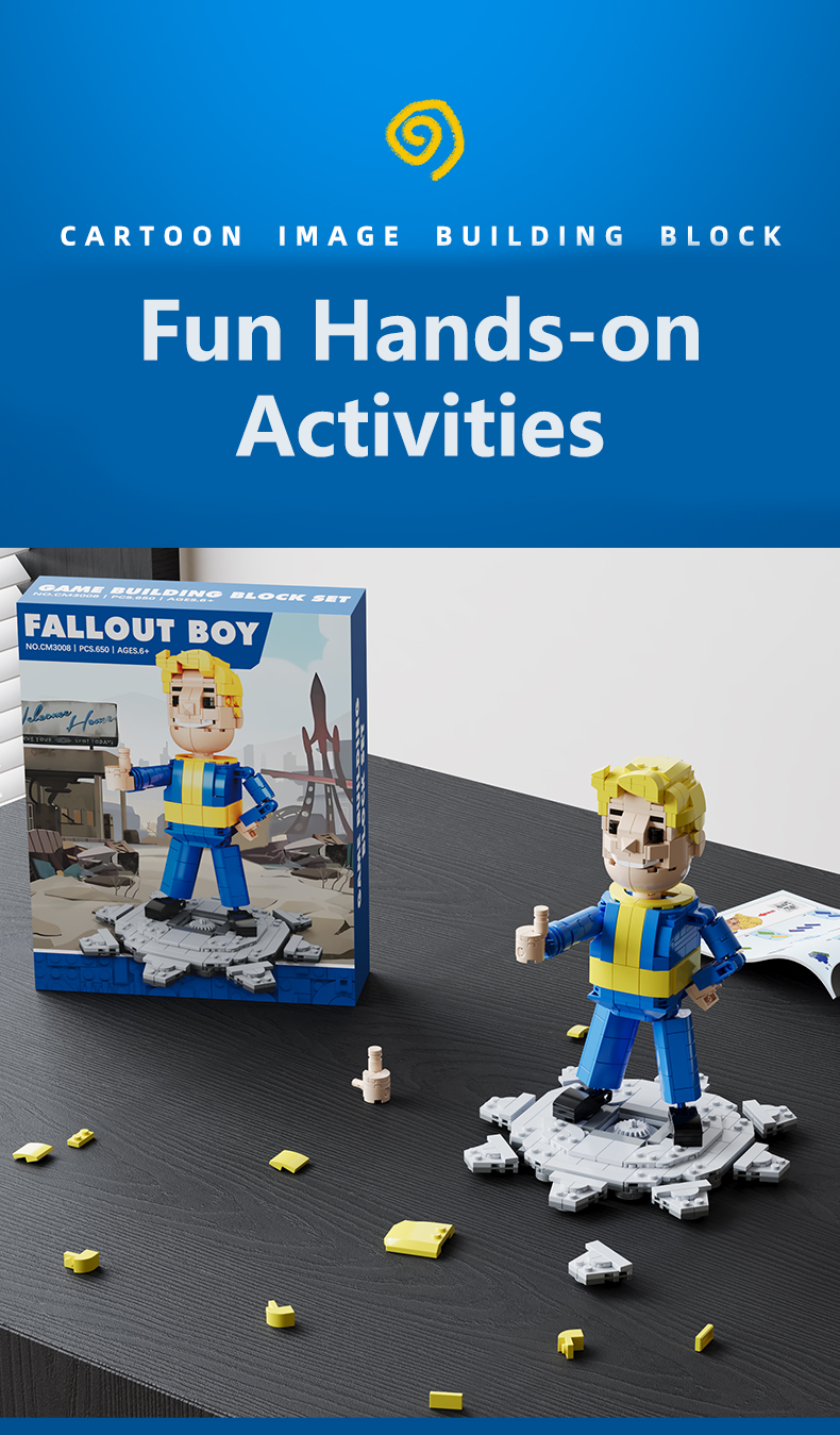 product cayi vault boy fallout boy building block set moc square head figure assembled building block set diy nano brick educational toy-62