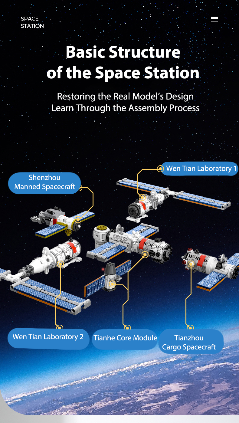 product cayi new tian gong space station building block set assembly international space bricks model diy educational toys kids 1022 pcs-58