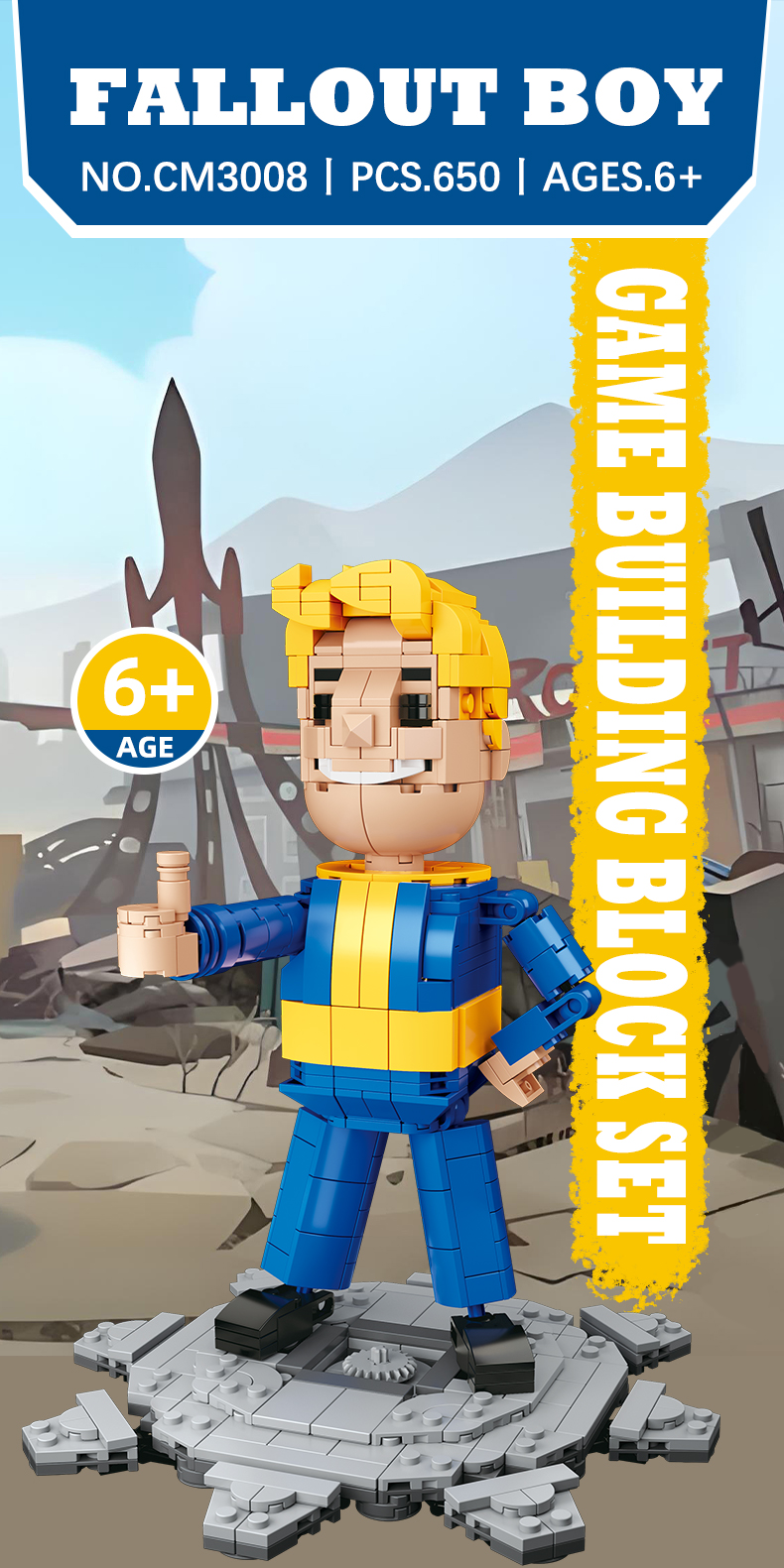 product cayi vault boy fallout boy building block set moc square head figure assembled building block set diy nano brick educational toy-55