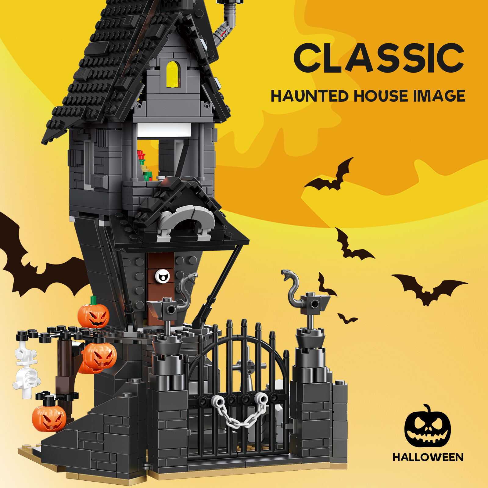 product cayi halloween haunted house building block set bricks nightmare before christmas jacks house terror assembles kid toy 564pcs-56