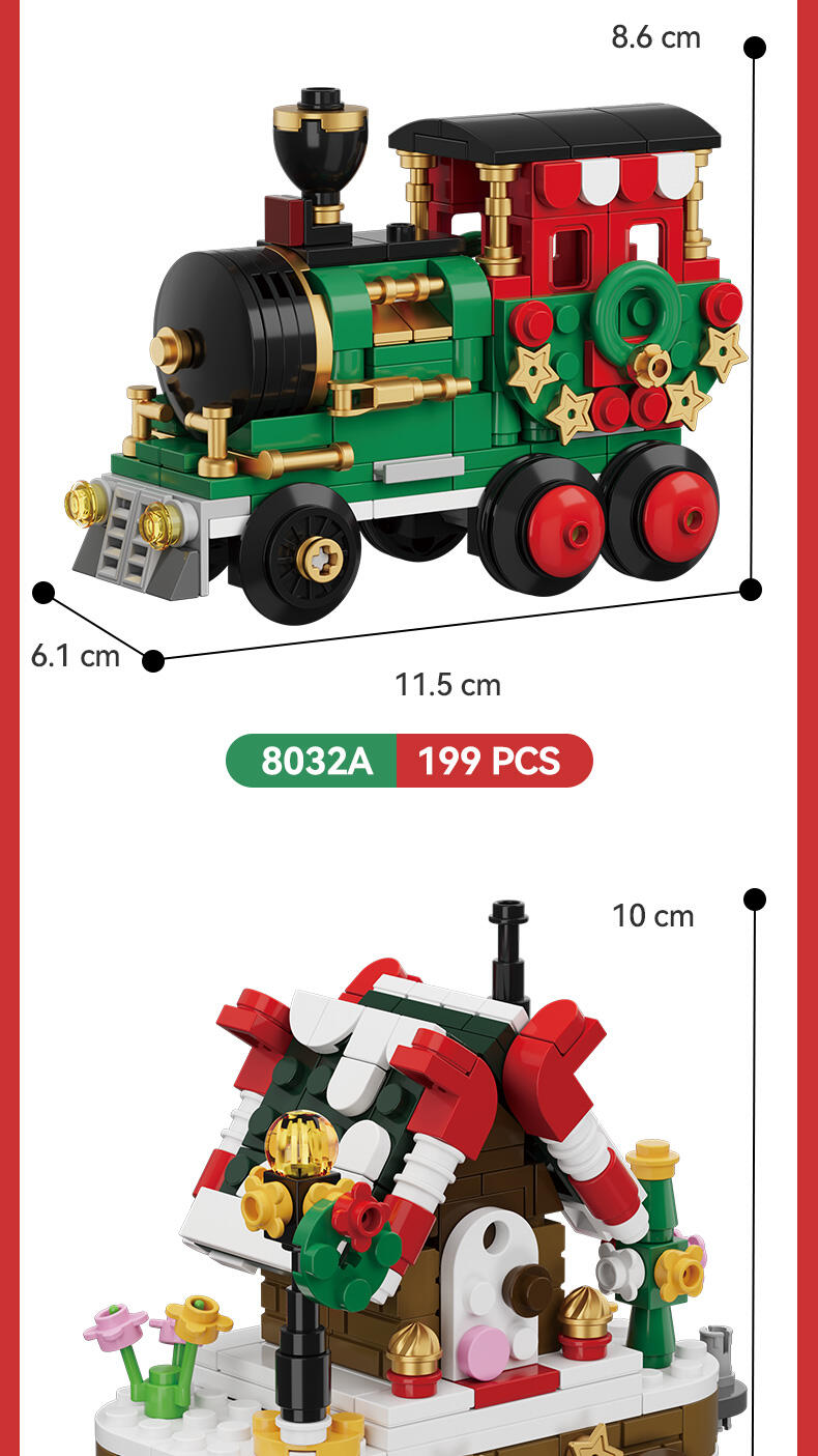 product 6 in 1 christmas building block set train tree sleigh santa claus model brick christmas block christmas toy for children cayi-67