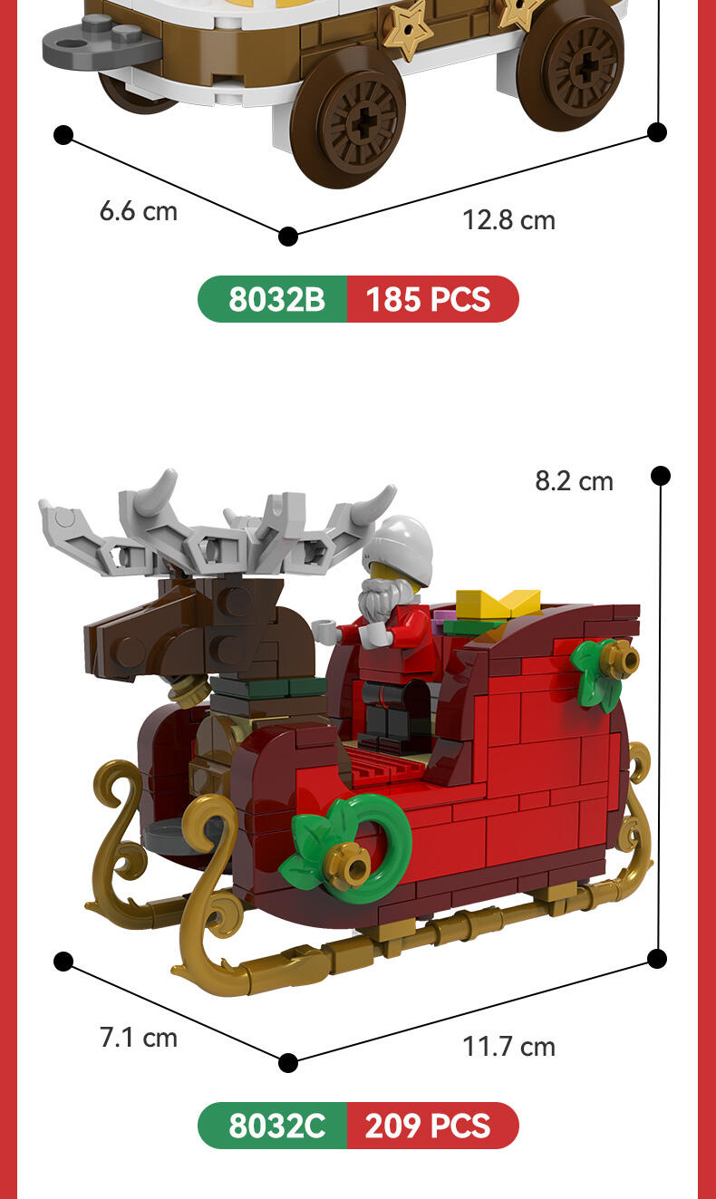 product 6 in 1 christmas building block set train tree sleigh santa claus model brick christmas block christmas toy for children cayi-68