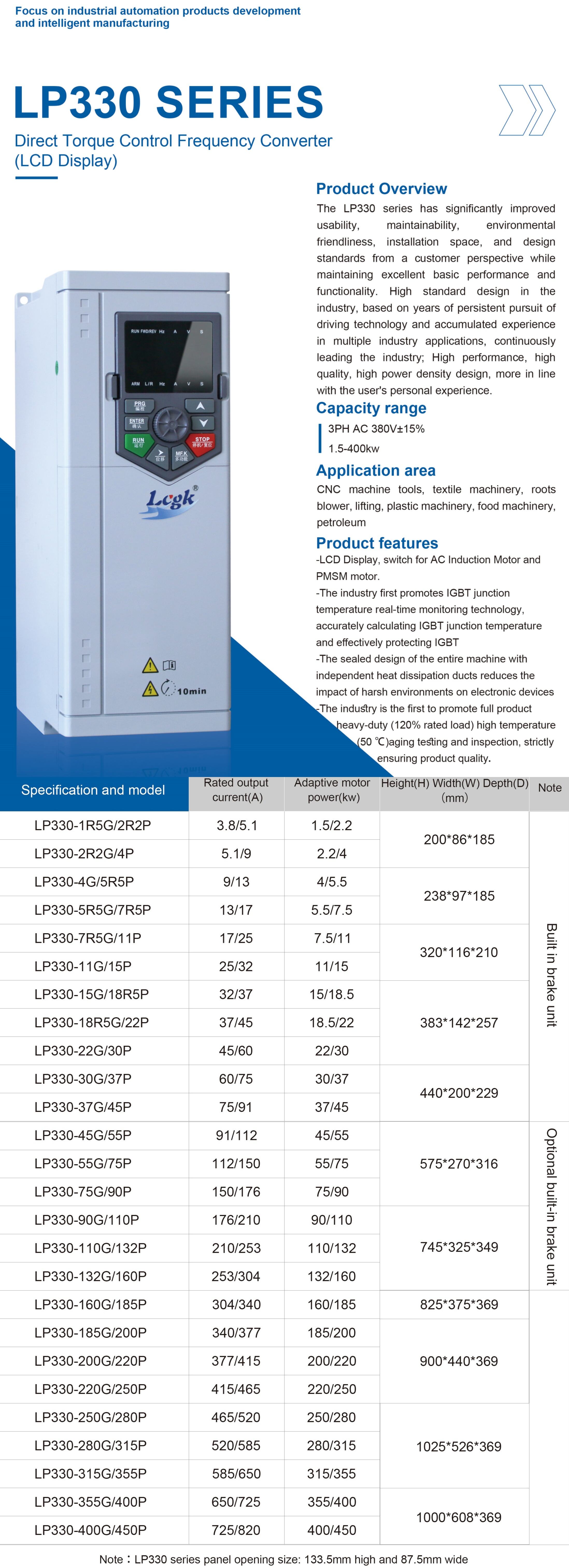 LP330 direct torque actuated inverter factory