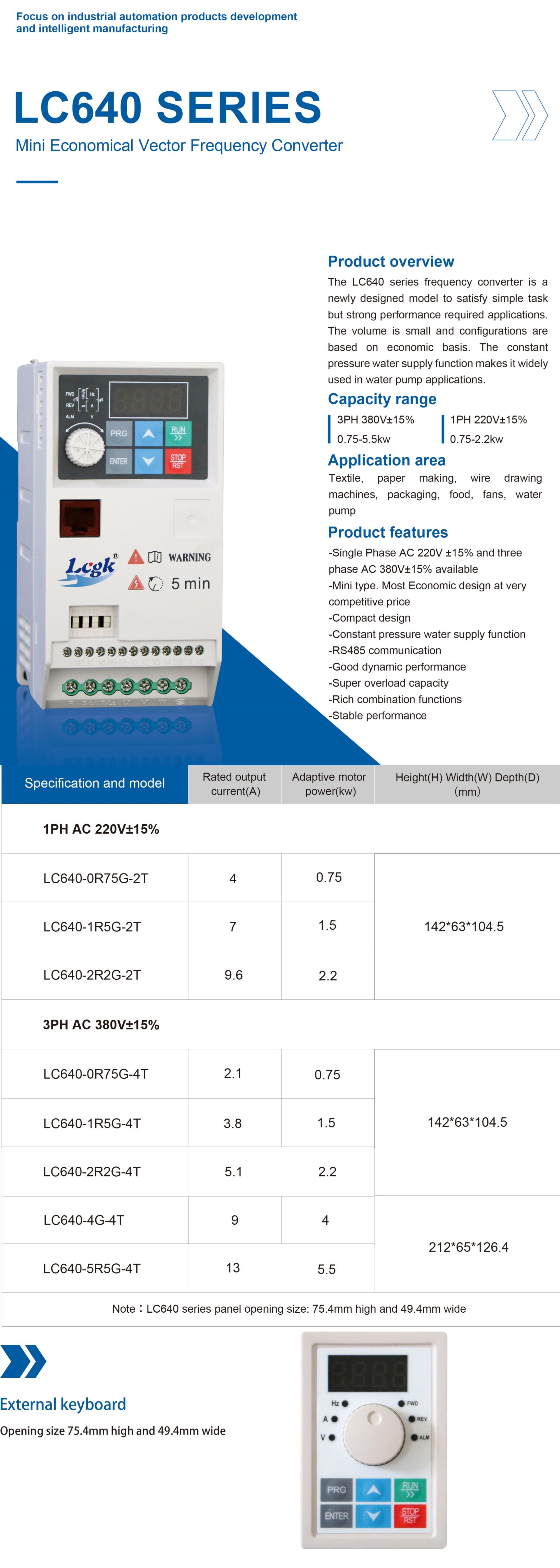 LC640 Economic inverter details