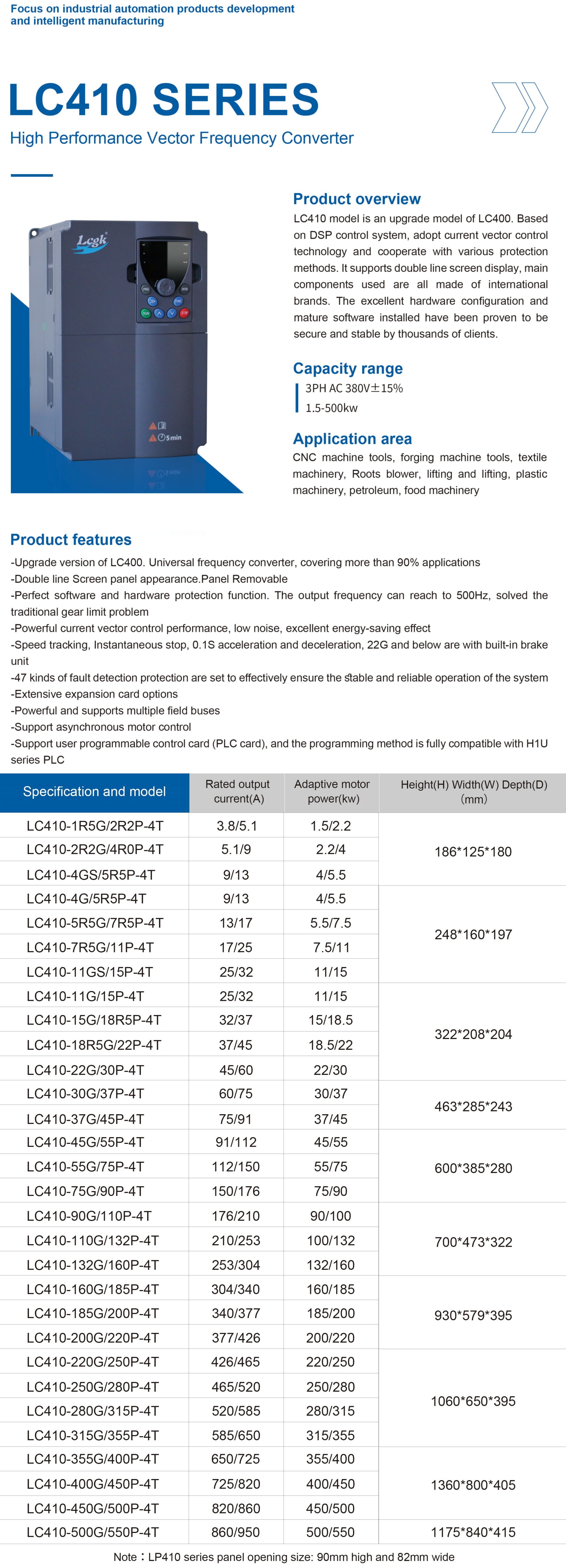 LC410 High performance vector inverter details