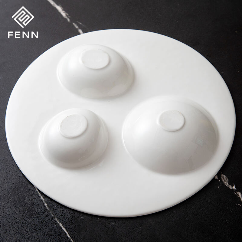 Unique Shape Nordic White Porcelain Egg Shape Lunar Surface Soup Platter Hotel Restaurant Used Wholesa Ceramic Appetizer plate factory