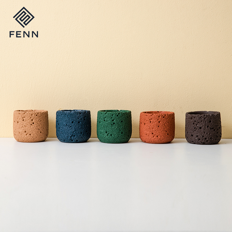 Manufactured Unique Handmade Ceramic Concrete Canldle Jars Empty Customized Logo Candle Vessels Jars Candle Holder for Gifts factory