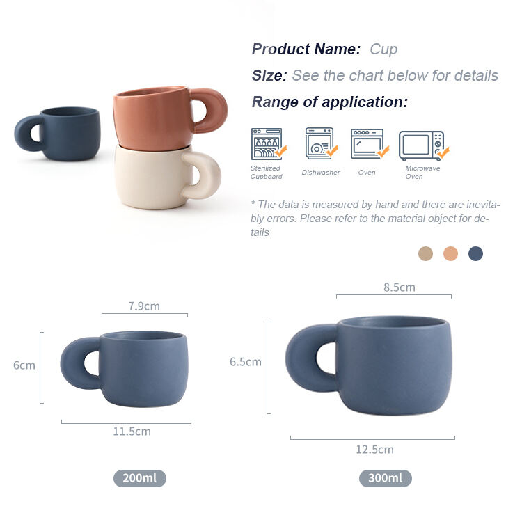 Modern Korean Mug Drinkware Custom Nordic Tea Coffee Cup Color Matt Glazed 200ml Thick Handle Porcelain Coffee Mug Ceramic factory