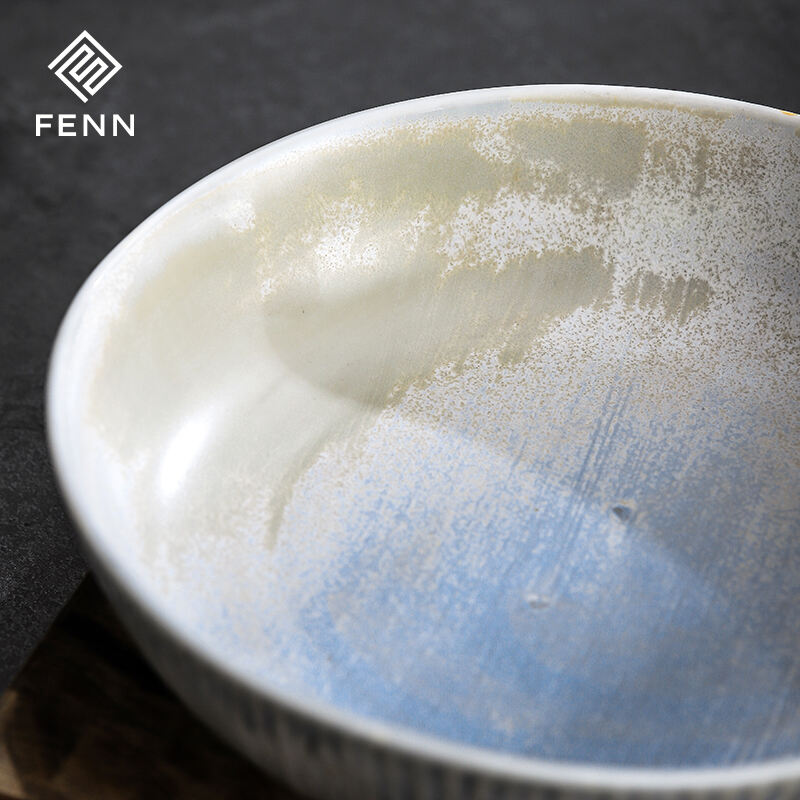 FENN Luxury Ceramic Tableware Vintage Design Yellow Color Glazed Customizable Restaurant Soup Plate Dish Porcelain Deep Plate manufacture