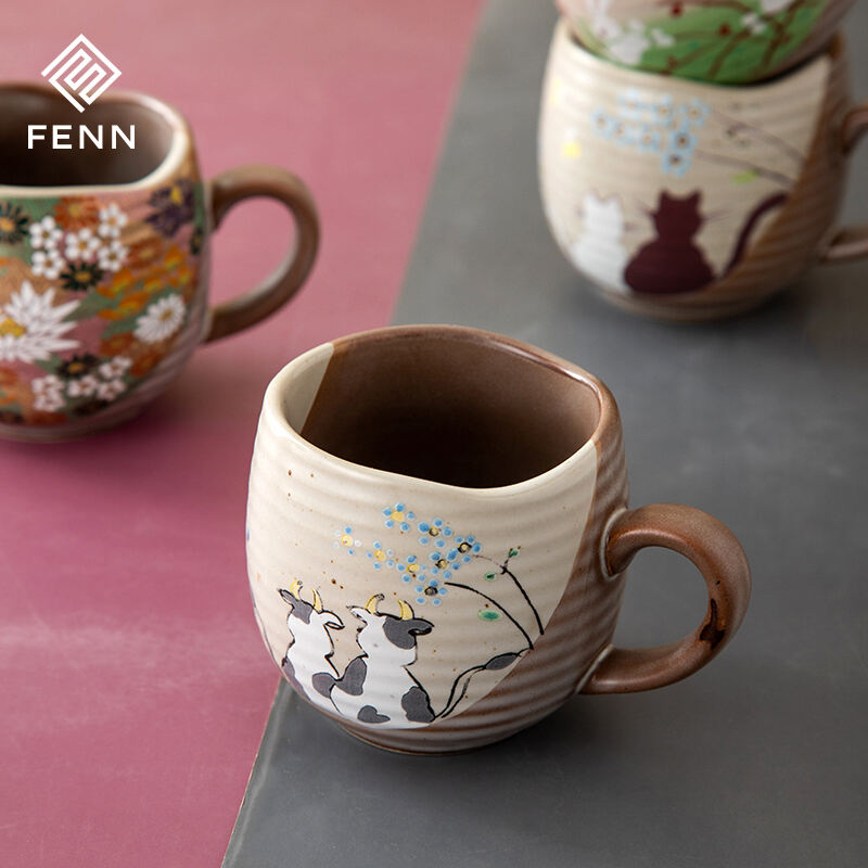 wholesale Vintage Tea Cup Aesthetic Coffee Mugs Cat Animal Cartoon Cup Water Customized Ceramic Coffee Mugs Stoneware for Gifts manufacture