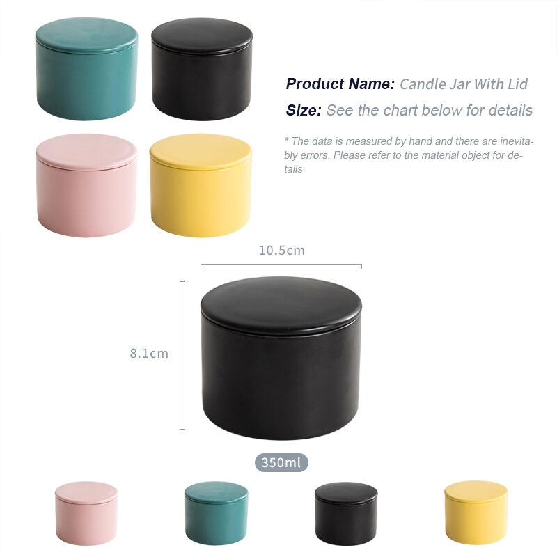 Nordic Matte Multiple Color Custom Porcelain Aromatherapy Fragrance Candle Vessel Empty Ceramic Candle Jar Custom Logo With Lid details