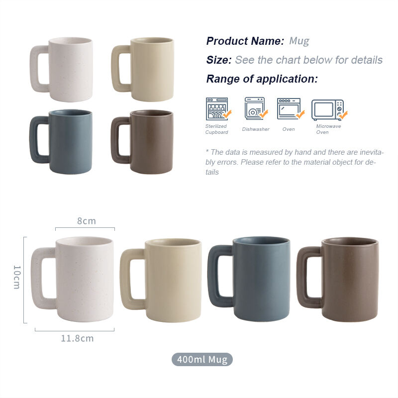 Modern Straight Shape Ceramic Large Capacity Coffee Tea Mug Thick Handle Custom Matte Pure Color Nordic Mug manufacture