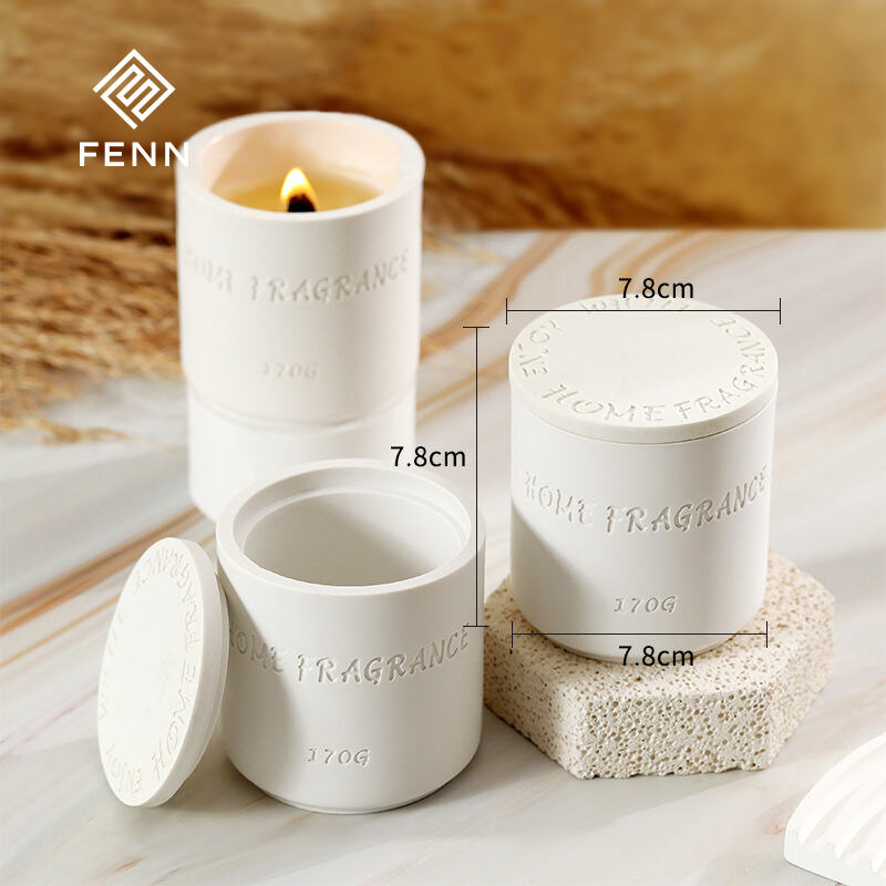 Nordic Modern Resin Candle Vessel And Lid Wedding White Embossed Unique Empty Candle Vessel With Lid factory