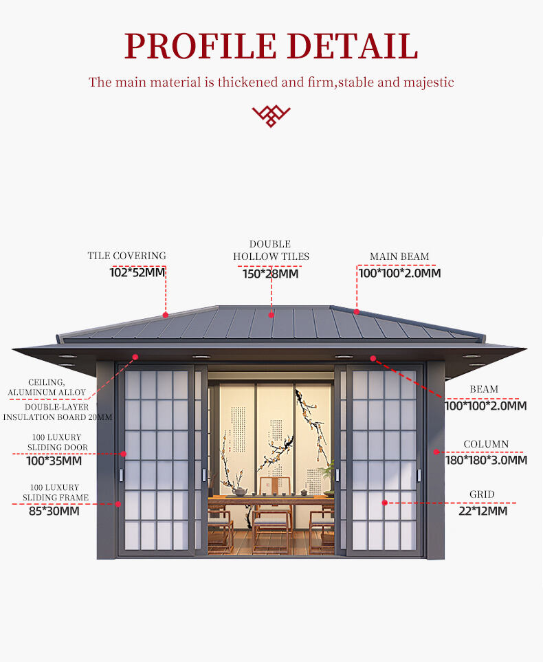 Aluminum Japanese Style Pergola details