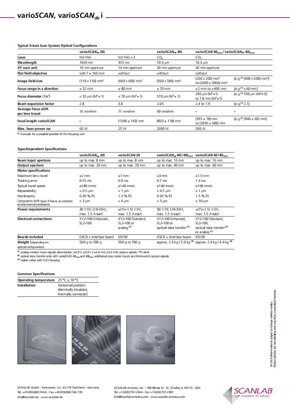 Scanlab Premium Scan heads for laser welding varioscan20 varioscan40 varioscande manufacture