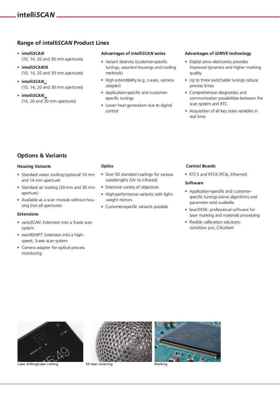 Scanlab Premium Scan heads for laser welding marking cleaning drilling intelliscan intelliscanse intelliscande intelliscanIII manufacture