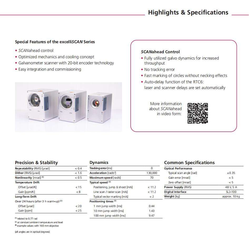 Scanlab Premium Scan heads for laser welding cutting cleaning excelliscan14 excelliscan20 532nm 1064nm factory