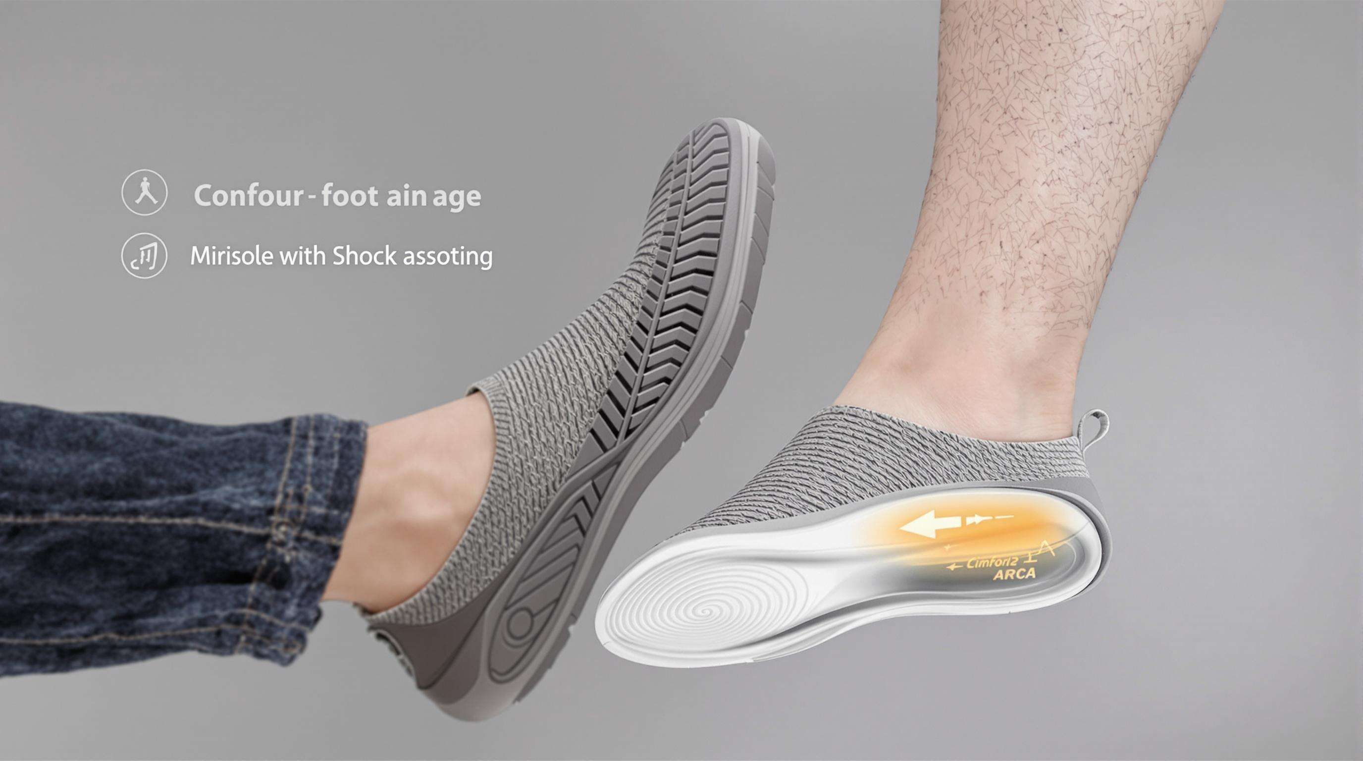 Close-up of athletic safety shoe showing ergonomic cushioning and arch support