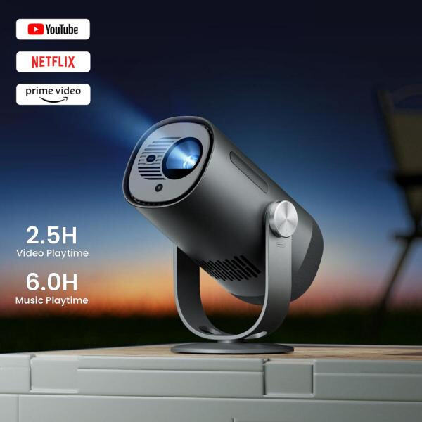 Disfruta de noches de cine bajo las estrellas con un proyector portátil al aire libre y pantalla.