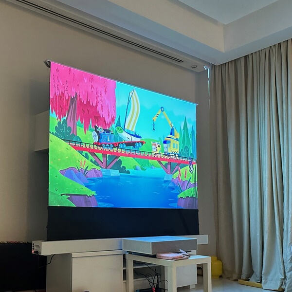 Upgrade your home theater setup with a motorized floor projector screen.