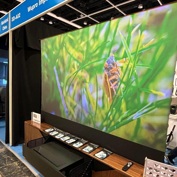 Enjoy stunning visuals and superior sound quality with a high-quality wall-hanging projector screen.