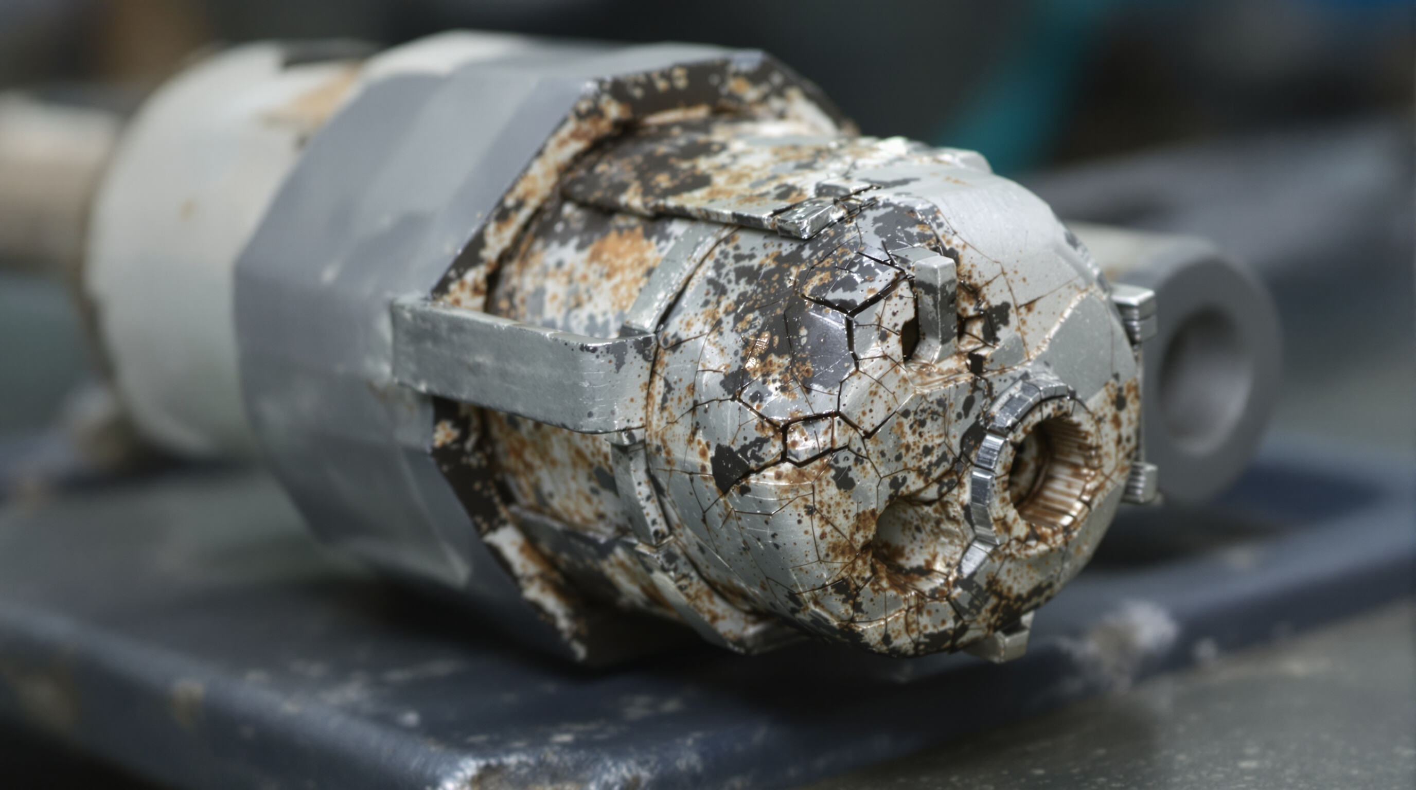 A close-up photo of a plug type EV connector showing visible corrosion and cracked insulation