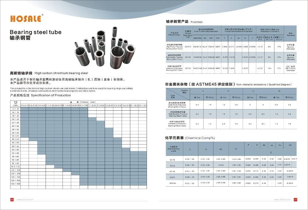 SEAMLESS Steel pipe 100Cr6  / Gcr15 / Suj2 / SAE52100 Pipe by Cold Drawn Bearing Steel Tube manufacture