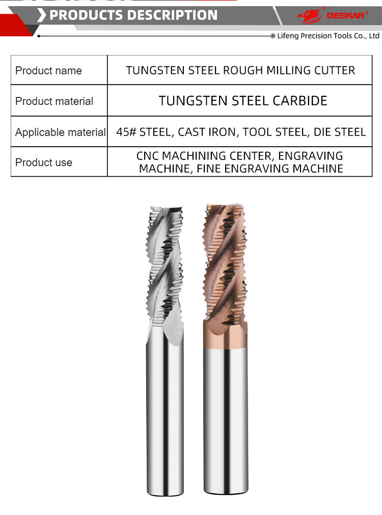 product deskar tungsten carbide rouging end mill for steel and aluminum with coarse skin cutter cnc machine wave edge milling cutter-4