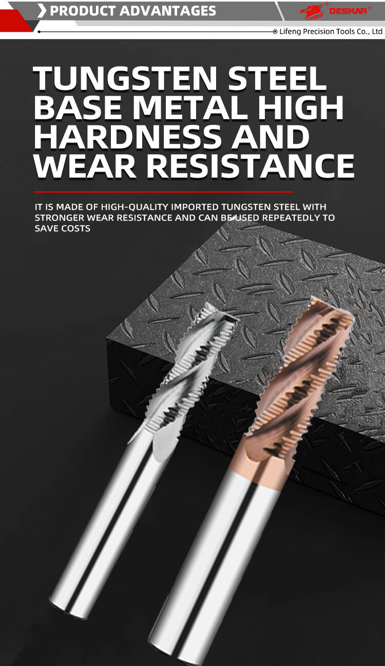 product deskar tungsten carbide rouging end mill for steel and aluminum with coarse skin cutter cnc machine wave edge milling cutter-5