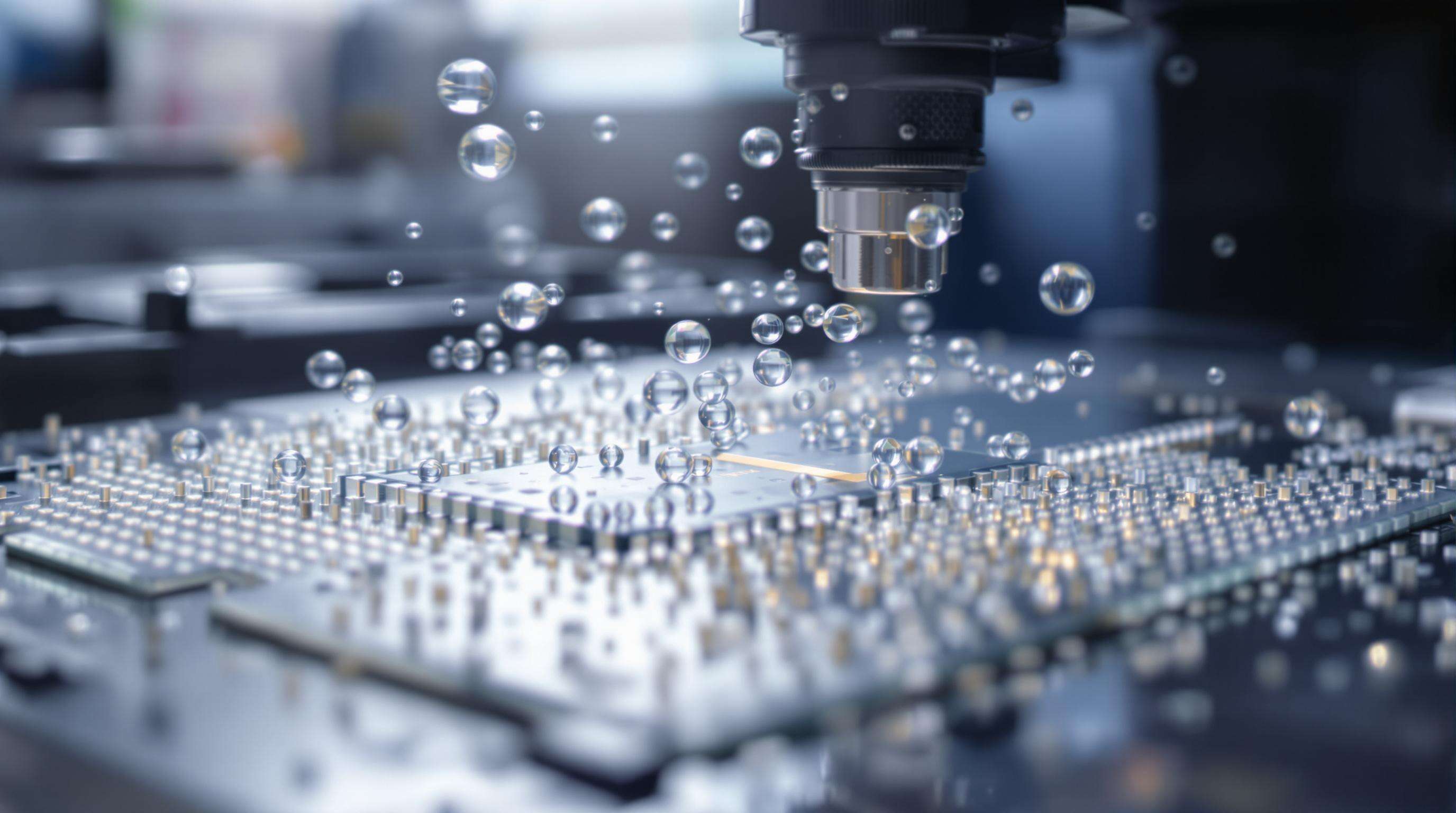 Close-up view of a silicon wafer with tiny particles on its surface, highlighting defect sensitivity at nanoscale