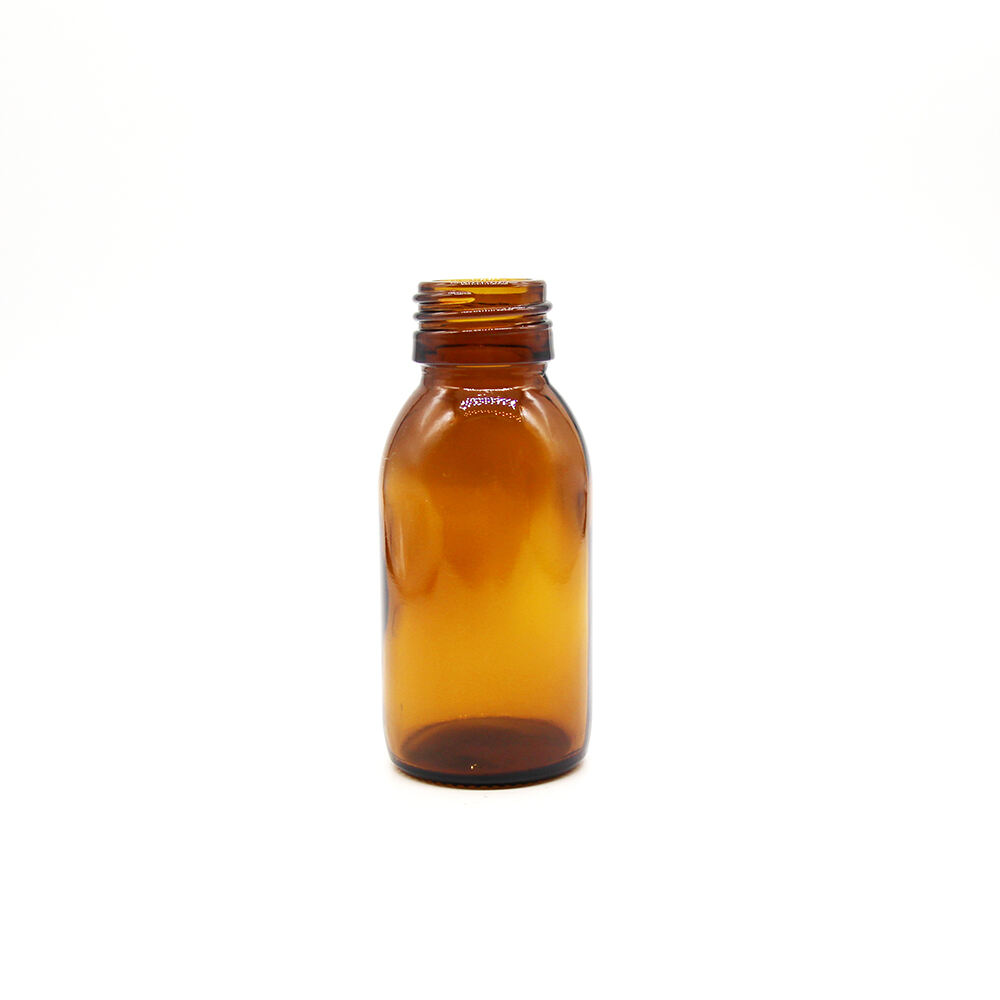 Pharmaceutical amber glass bottles for syrup DIN PP 28mm