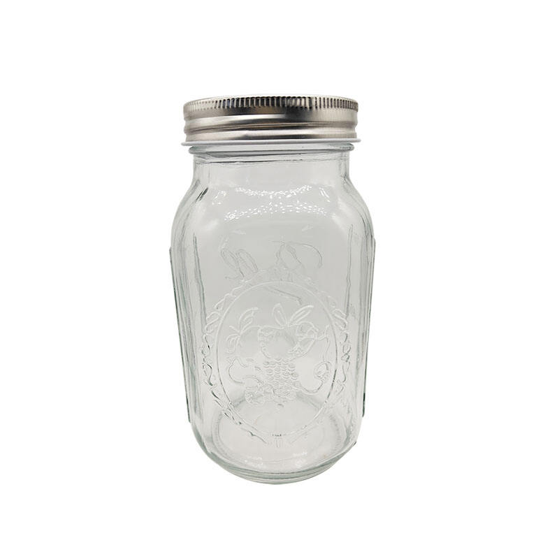 Wide mouth Food Jar Canned Coffee Honey Salad Kitchen Storage Transparent Pickle Glass Mason Jar Juice Jar