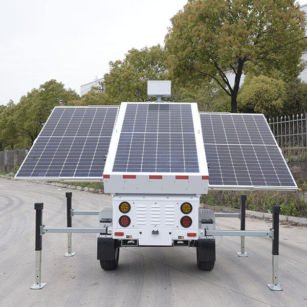 Keep an eye on your business or construction site with our portable surveillance trailer.