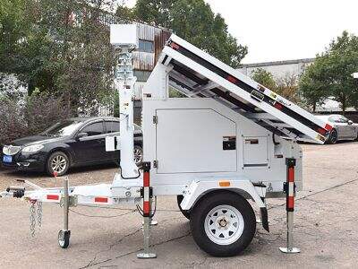 Hybride energiebewakingaanhangwagens die zonne-energie combineren met noodstroom voor 24/7 uptime